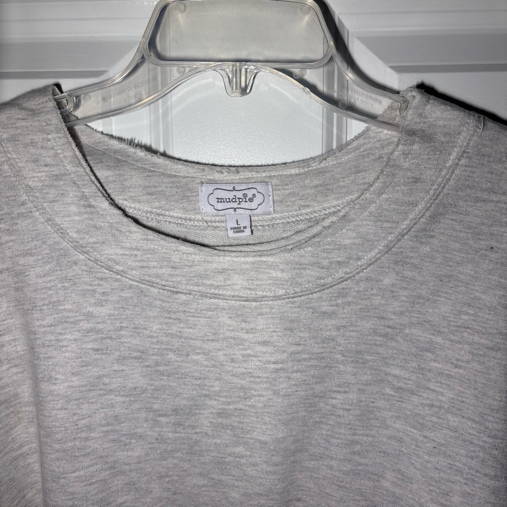 Mud Pie Heather Gray Babydoll Sweatshirt – Size Large - Picture 2 of 6